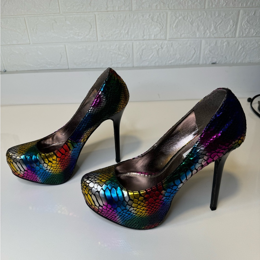 Colorful Snake Print Heels